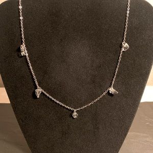 Silver necklace with clear gemstone chip beads